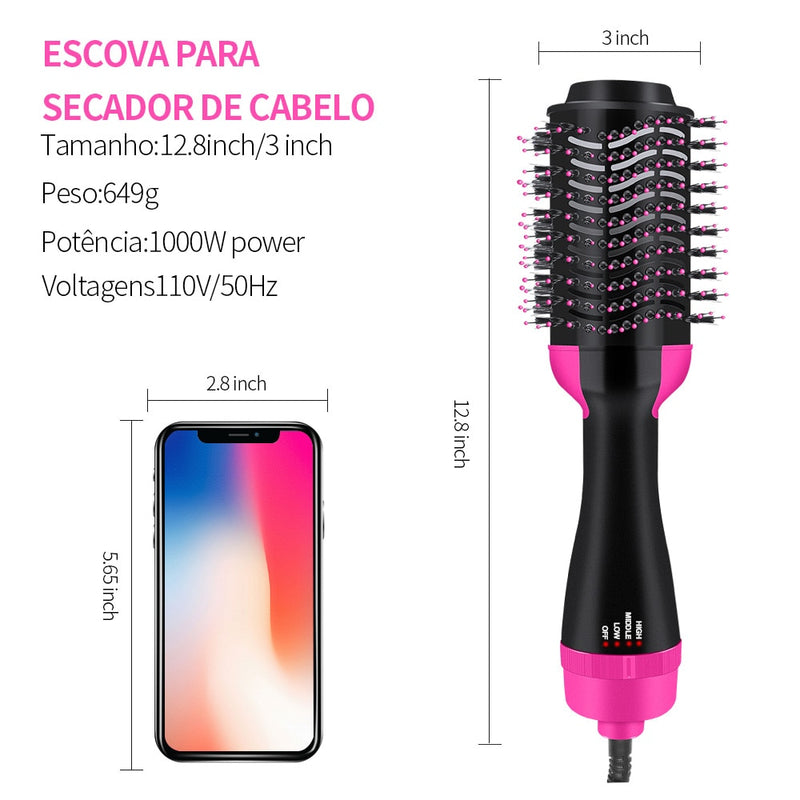 Escova de Cabelo 3 Em 1 One-Passo (Volumizador, Secador e Alisador)